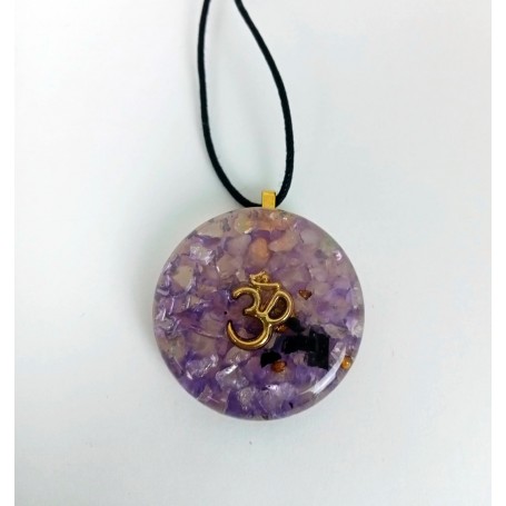 Colgante Orgonita Color Morado con Símbolos Ohm